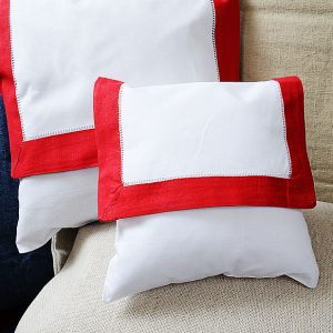 Mini Hemstitch Envelope Pillow. 8×8″.Beautiful Colored Trimmed.(Sham Only)