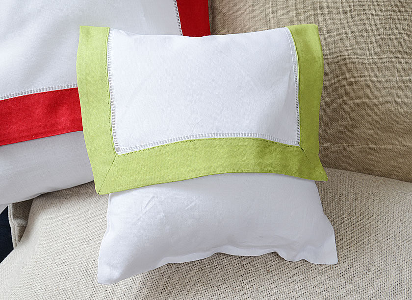 baby envelope pillow, hot green colored trimmed