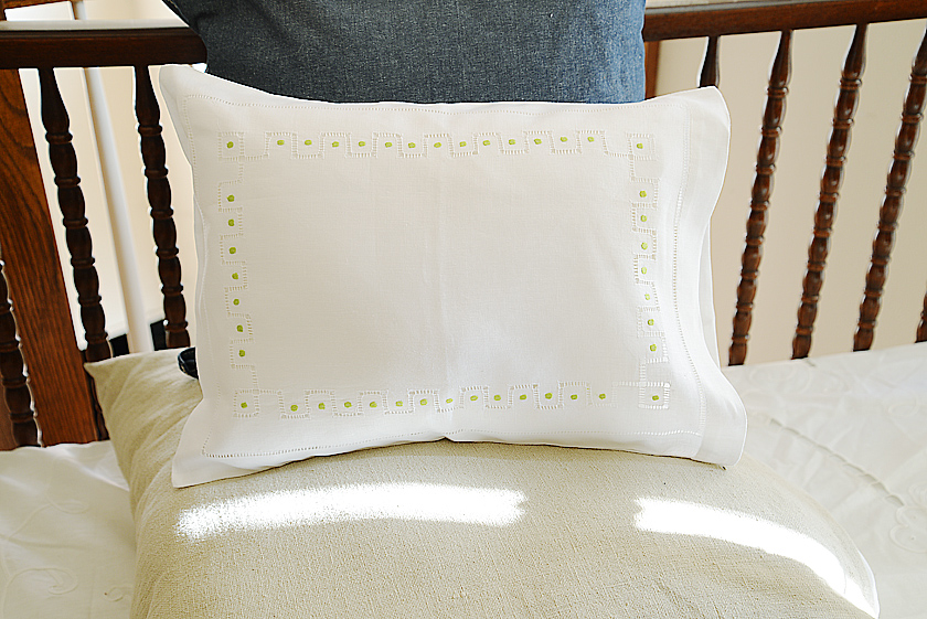 Baby Pillowcase. Wild Lime Polka Dots