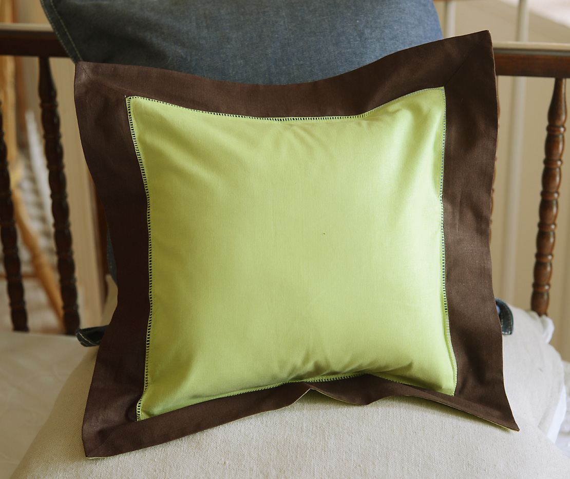 Baby Square Pillow Multi Colored Hot Green & Chocolate