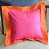 Baby Square Pillow. Multi colored Pink Peacock & Frame Orange
