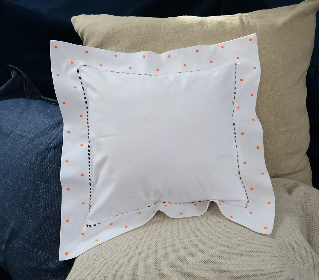 Baby square pillows Orange colored Polka Dots