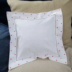 Baby Square Pillow Red colored Polka Dot
