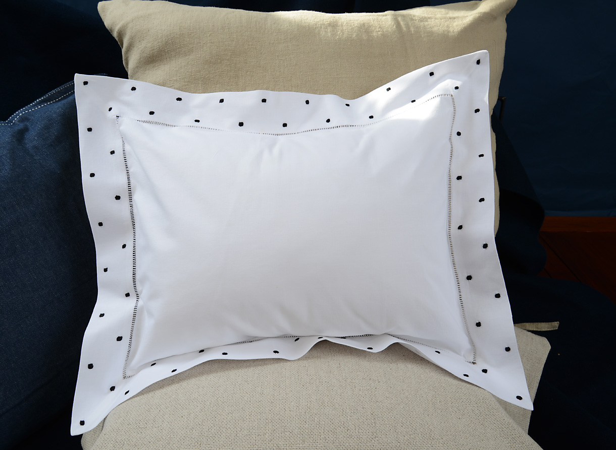 baby pillows with black polka dots