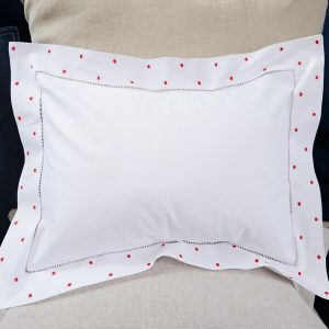 baby pillow red colored polka dots