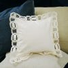 Baby Square Pillow. Cutworks. Pearled ivory color