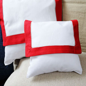 mini hemstitch baby envelope pillow, red border