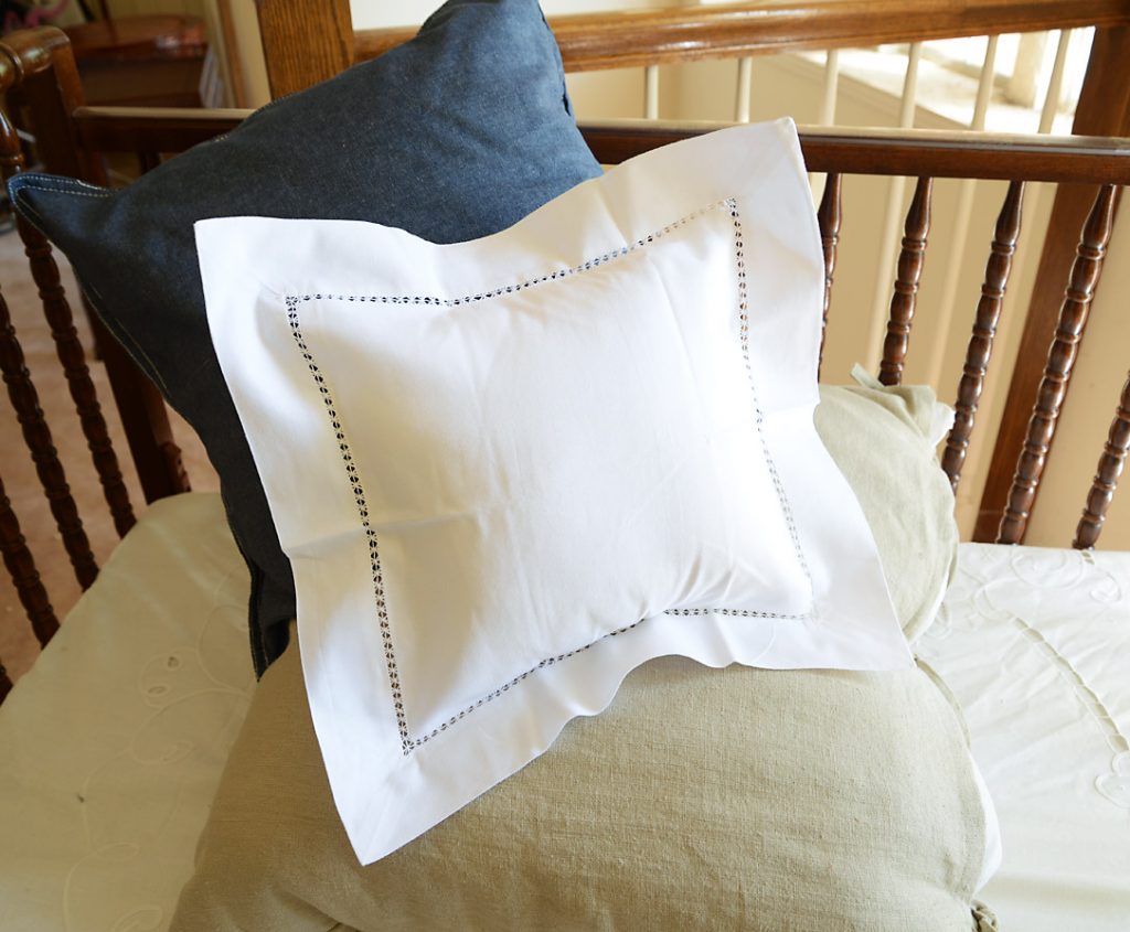 Hemstitch Envelope Pillows. 12×12″. With Beautiful Polka Dots. (Sham