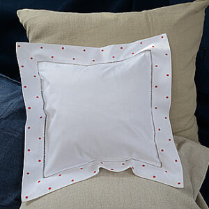 12″ Square Hemstitch Pillow Sham. Colored Polka Dots ( Sham Only)