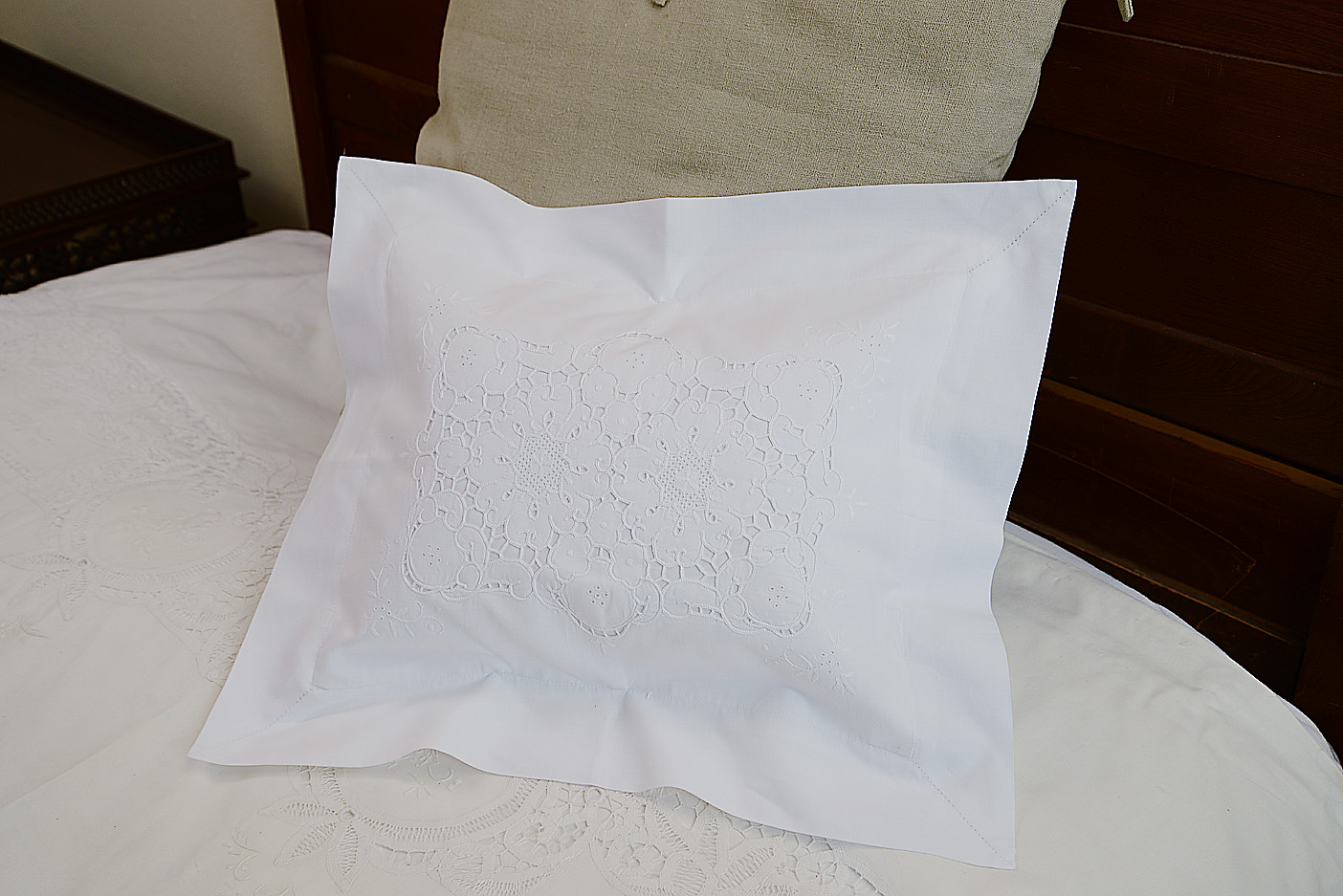 victorian embroidered baby pillow 12x16