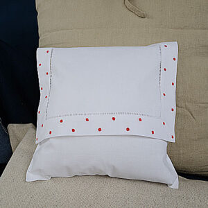 Hemstitch Envelope Pillows. 12×12″. With Beautiful Polka Dots. (Sham Only)