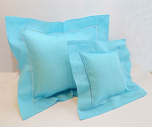 aqua color hemstitch baby pillows