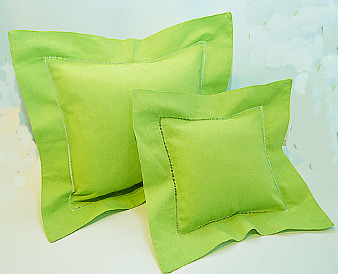 Macaw Green color, hemstitch baby pillows