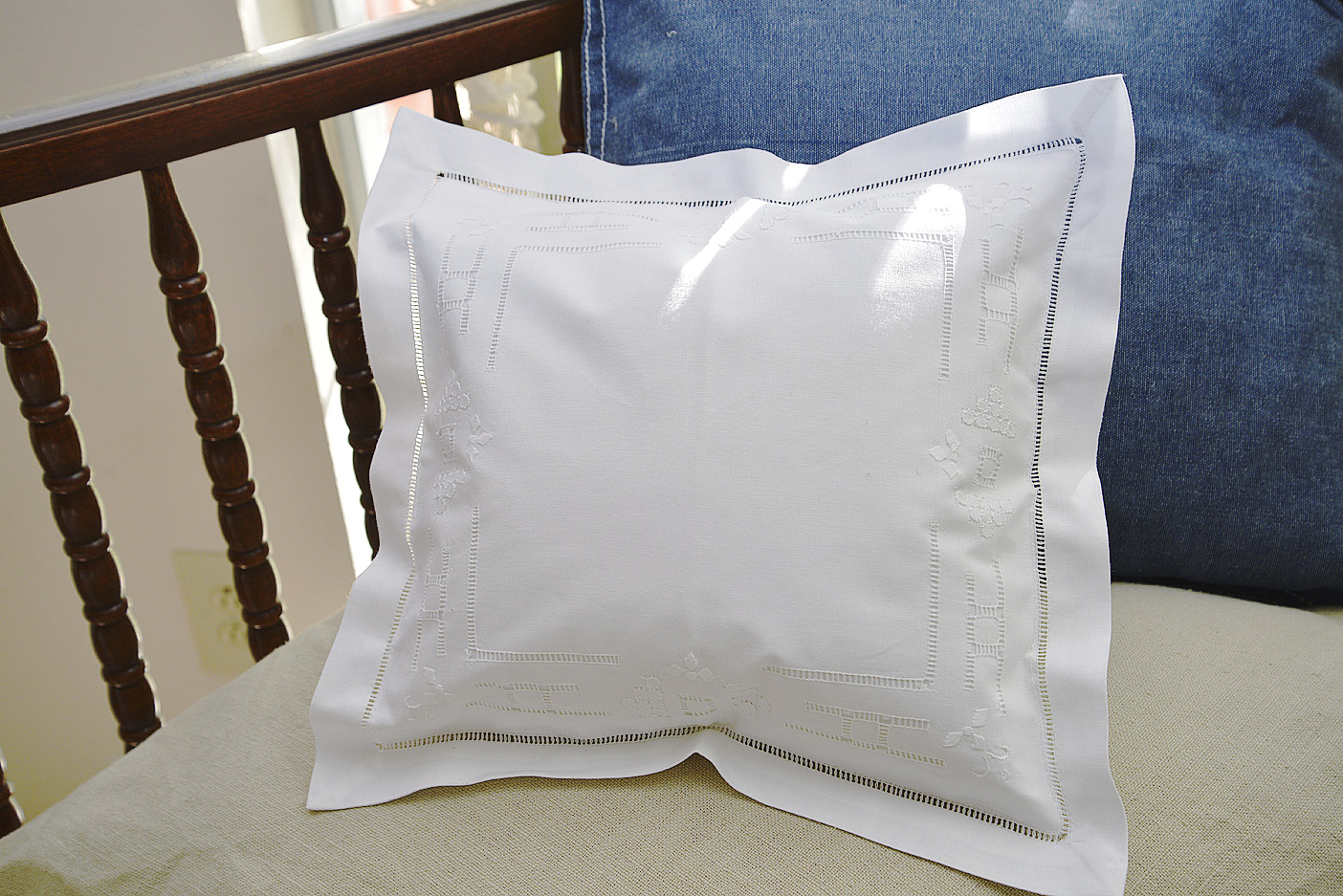 triple hemstitch square baby pillows