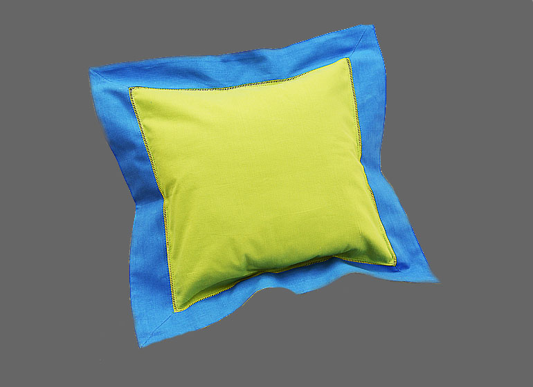 Baby Hemstitch Pillow Sham, Hot Green & French Blue border