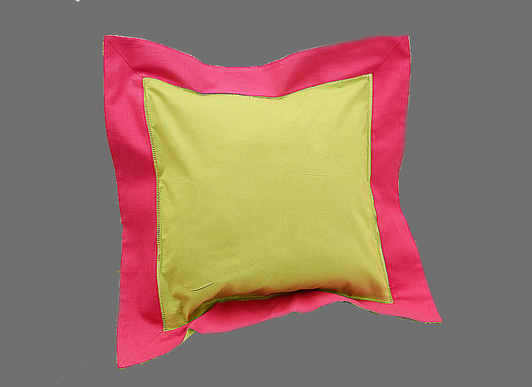 Baby Hemstitch Pillow Sham, Hot Green & Hot Pink border