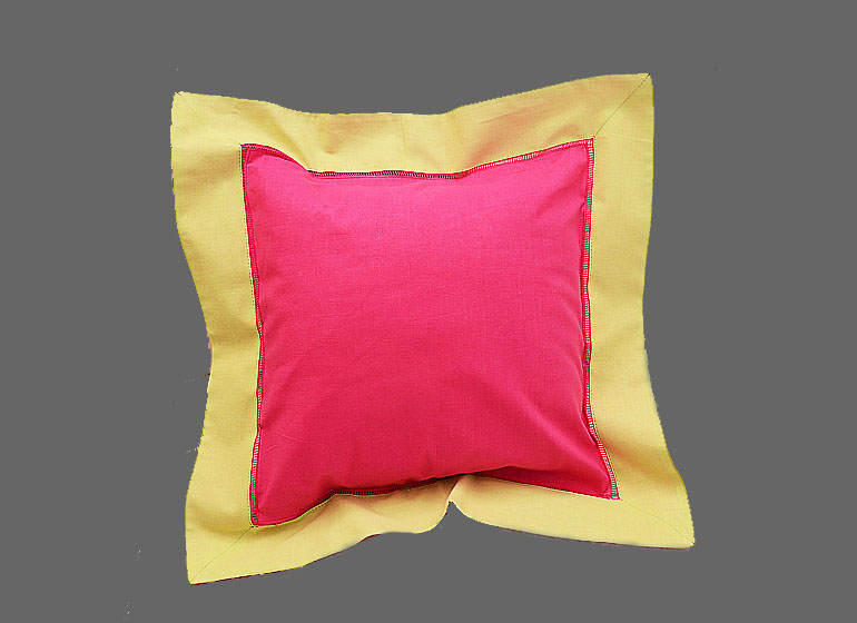 Baby Hemstitch Pillow Sham, Hot Pink & Gold border